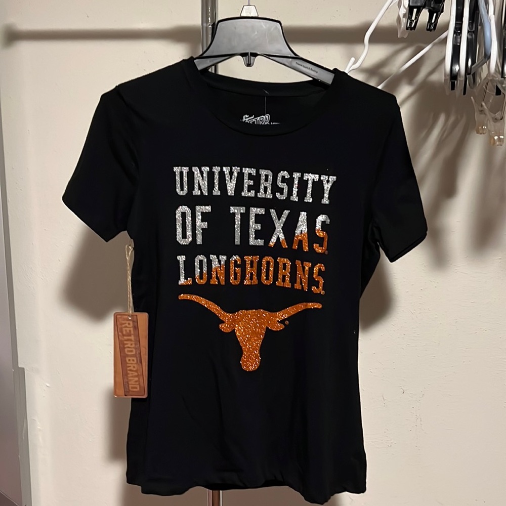 UT Austin glitter top black